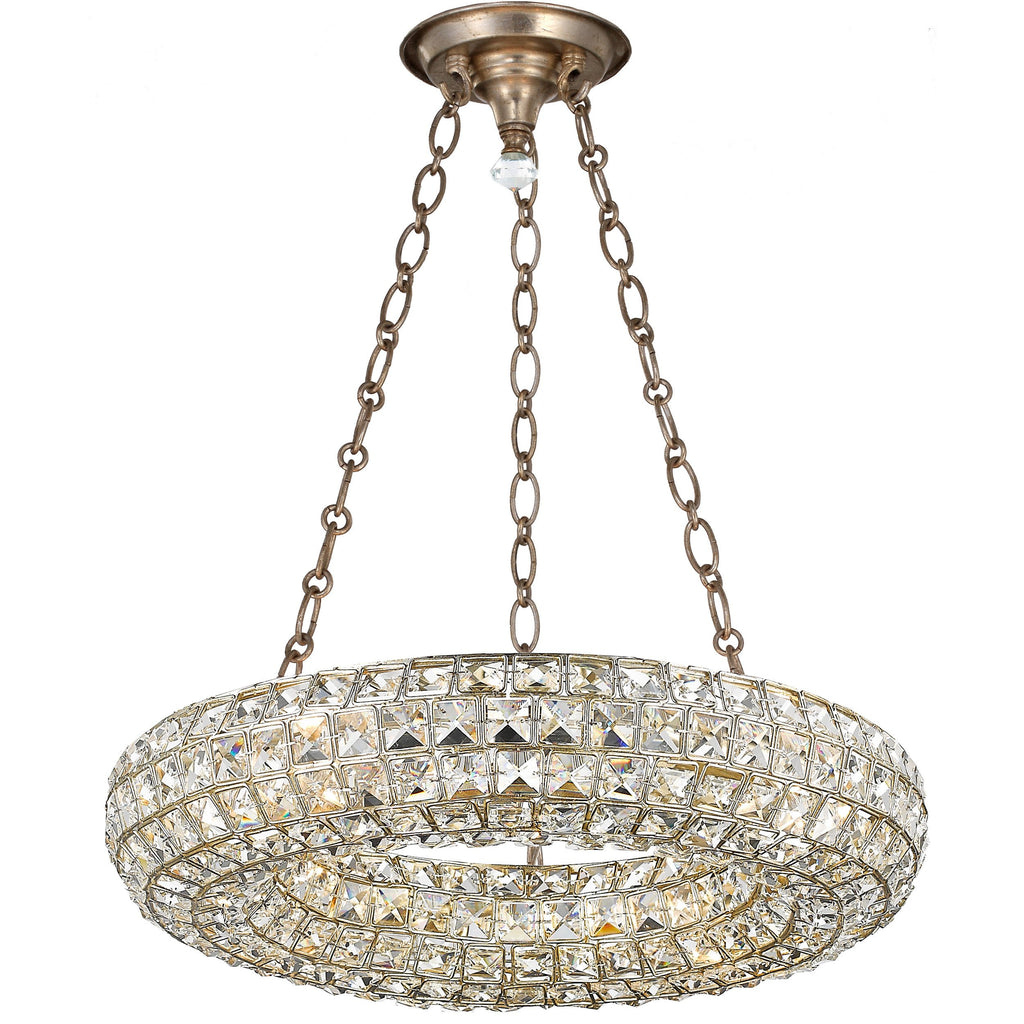 4 Light Distressed Twilight Glam Crystal Eclectic Chandelier Draped In Square Faceted Jewels Crystal - C193-7804-DT