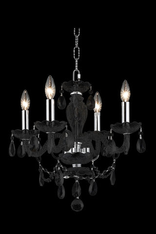 C121-7834D17B/RC By Elegant Lighting Princeton Collection 4 Light Chandeliers Black Finish