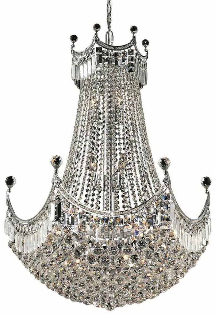 ZC121-V8949D30C/EC By Elegant Lighting - Corona Collection Chrome Finish 24 Lights Dining Room